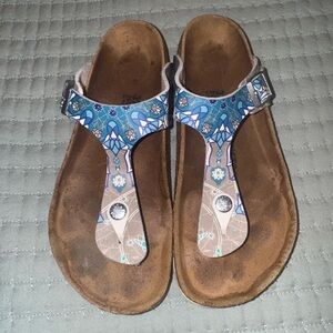 Birkenstock Blue and Brown Sandals. Size 37. GUC